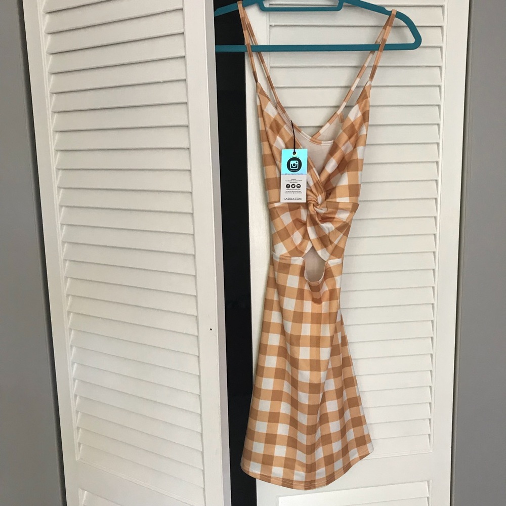 NWT gingham plaid check cutout sundress - Picture 4 of 4